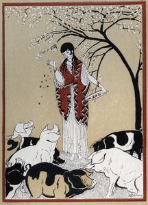 Odyssee van Homerus: De heks Circe en de metgezellen van Odysseus veranderd in varkens (Illustratie door Andre Bonamy in 
