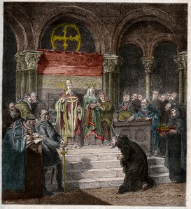 Keizer Hendrik IV (1050-1106) aan de voeten van paus Gregorius VII (1020-85) door Andre Cluysenaar