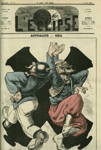 Actualiteiten, Pruisische soldaat en Franse dansen voor de kanonnen van de Frans-Pruisische oorlog. Omslag in 