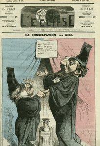 Cartoon door Adolphe Thiers (1797-1877) en Leon Gambetta (1838-1882), Franse politici. Omslag in 