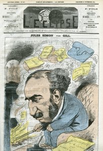 Karikatuur door Jules Simon, politicus, filosoof, Franse essayist. Omslag in 