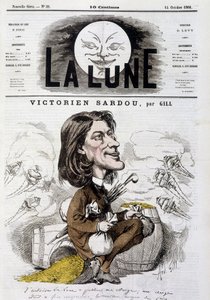 Cartoon door Victorian Sardou door Gill - Omslag van De Maan van 14/10/1866. door Andre Gill