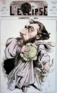 Cartoon van Leon Gambetta, een Franse politicus door Andre Gill