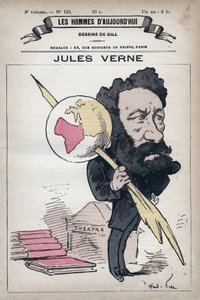 Cartoon van Jules Verne (1828-1905) uit 
