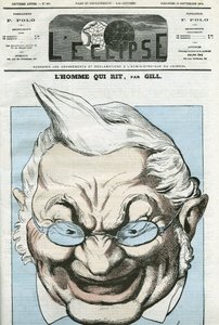 Cartoon van de man die lacht, Adolphe Thiers (1797-1877), Franse politicus. Omslag in L