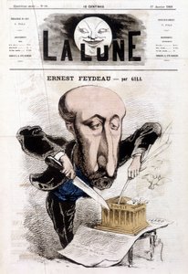 Cartoon over Ernest Feydeau (1821 - 1873) door Gill - in "La Lune" door Andre Gill