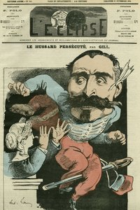Cartoon de huzaar vervolgt (door Marianne die zijn neus doet), Monsieur de Saint-Genest. Omslag in L