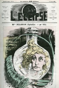 Christine Nilsson in de rol van Ophelie door Andre Gill
