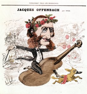 Jacques Offenbach (1819 - 1880), Cartoon door Gill door Andre Gill