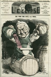 De wijn van 1872, illustratie door Adolphe Thiers, menging van witte en rode wijn. Omslag in 
