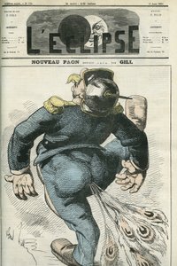 Nieuwe Pauw, cartoon door William I (1797-1888), winnaar van de Frans-Pruisische Oorlog door Andre Gill