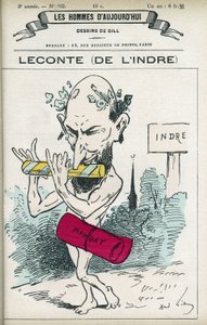 Portret van Alfred Leconte (1824-1898), Franse apotheker, dichter, songwriter en politicus, hij was afgevaardigde van de Indre van 1876 tot 1898. Karikatuur door Gill, Parijs