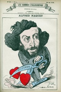 Portret van Alfred Naquet (1834-1916), een Franse arts, chemicus en politicus, hij herstelde de wet die echtscheiding toestond in 1884. Cartoon door Gill, Parijs. door Andre Gill