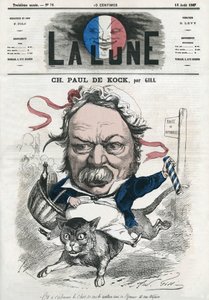 Portret van Charles Paul de Kock (1793-1871), Franse populaire romanschrijver. Cartoon door Gill, in 