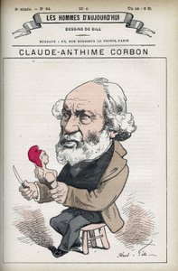 Portret van Claude Anthime Corbon (1808-1891), Franse senator. Karikatuur door Gill in 