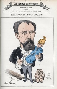 Portret van Edmond Henri Turquet (1836-1914), een Franse politicus, hij was afgevaardigde van de Aisne van 1871 tot 1889. Cartoon door Gill, Parijs. door Andre Gill