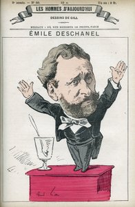 Portret van Emile Deschanel, Franse schrijver en politicus en vader van Paul Deschanel, president van de Franse Republiek in 1920. Cartoon door Gill, Parijs