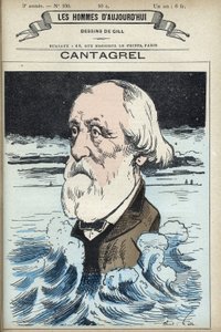 Portret van Felix Francois Jean Cantagrel, man van letters, gemeenteraadslid en afgevaardigde van Parijs. Cartoon door Gill, Parijs door Andre Gill
