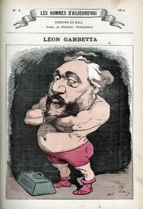 Portret van Leon Gambetta (1838-1882), Franse politicus. Karikatuur door Gill, Parijs. door Andre Gill