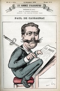 Portret van Paul Granier de Cassagnac (1842-1902), Franse politieke journalist. Cartoon door Gill, Parijs