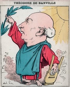 Portret van Theodore de Banville (1823-1891), Franse dichter - Karikatuur door Andre Gill in 