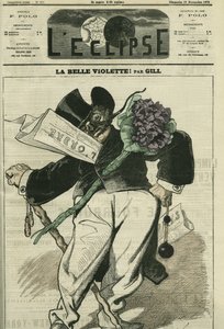 De mooie violette, een illustratie van een Bonapartistische aanhanger, met de krant 