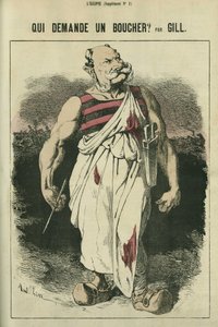 Wie vraagt om een slager, karikatuur van Willem I van Duitsland (1797-1888), winnaar van de Oorlog van 1870. in 