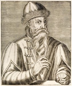 Johannes Gutenberg: Duitse uitvinder wiens uitvinding van de drukpers met losse letters de drukrevolutie startte, uit 