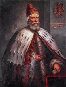Portret van Doge Sebastiano Venier (1496-1578), condottiere Hij leidde de Venetiaanse vloot met Francesco Duodo tijdens de Slag bij Lepanto in 1571. Schilderij door Andrea de