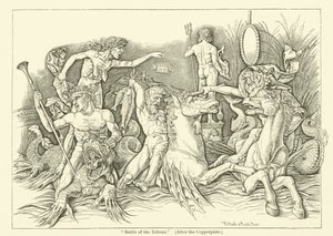 Slag van de Tritons door Andrea (after) Mantegna