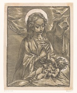 Maria aanbidt het Christuskind door Andrea Andreani