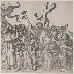 Sectie D: engelen die trompetten blazen etc., uit De Triomf van Christus, 1836 door Andrea Andreani