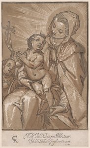 De Maagd en het Kind met Johannes de Doper door Andrea Andreani