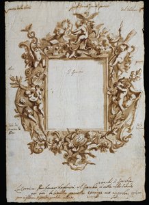 Orthogonale tekening voor allegorisch kader door Andrea Brustolon