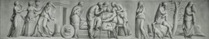 Een grisaille paneel, met de scène van de dood van Meleager door Andrea Casali