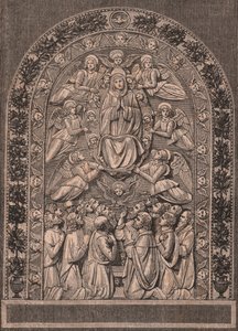 Hemelvaart van de Maagd, door Werkplaats van Andrea della Robbia, Pinacoteca di Citta di Castello, Umbrië, Italië, houtsnede uit Le cento citta d
