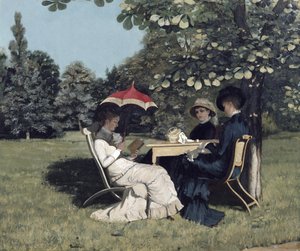 Vrouwen rond de tuintafel door Andrea Gram