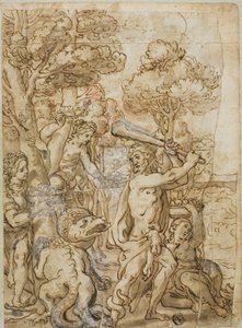 Hercules die de Slang Ladon Doodt in de Tuin van de Hesperiden