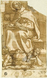 Sint Romuald of Sint Augustinus in zijn studeerkamer