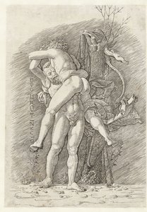 Hercules en Antaeus door Andrea Mantegna (school of)