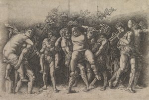 Bacchanaal met Silenus, een friescompositie met tien figuren rond Silenus door Andrea Mantegna