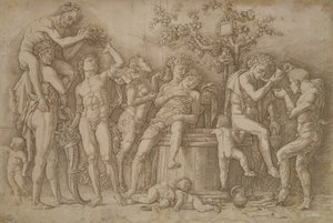 Bacchanaal met het wijnvat, 1470-90 door Andrea Mantegna
