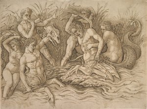 Slag van de zeegoden rechterhelft, ca. 1485-88