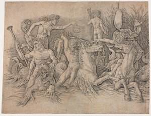 Slag van de zeegoden - linkerdeel door Andrea Mantegna