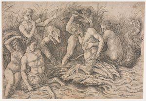 Slag van de zeegoden - rechterdeel door Andrea Mantegna