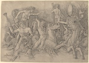 Slag van de Zeegoden (linker helft) door Andrea Mantegna