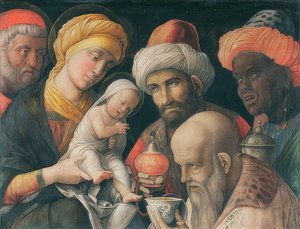 De aanbidding der koningen door Andrea Mantegna