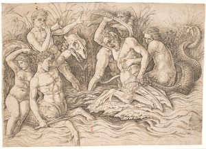 Strijd van de Zeegoden, rechterhelft door Andrea Mantegna