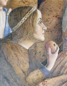 Paola Gonzaga (detail) door Andrea Mantegna