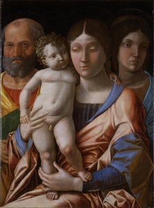 De Heilige Familie met een heilige, 1495 door Andrea Mantegna